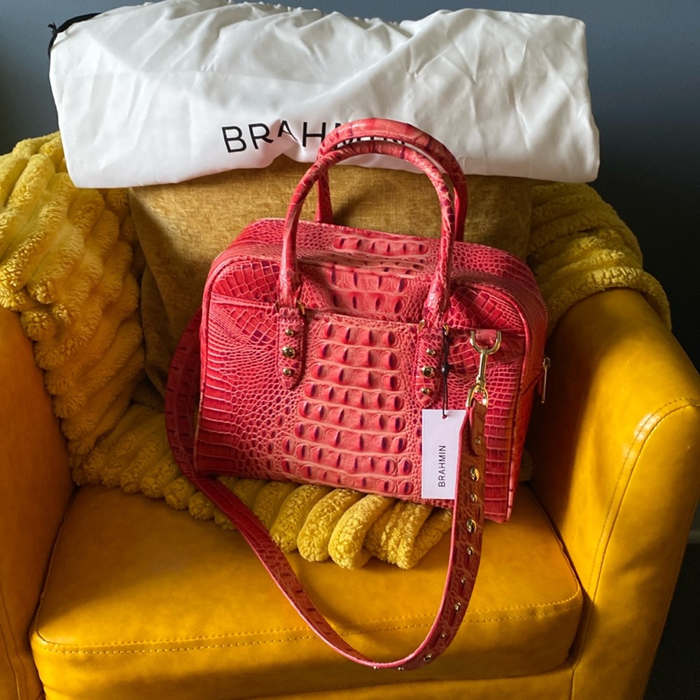 NWT Brahmin Marissa Cayenne Taos satchel studded thick strap shoulder purse NWT